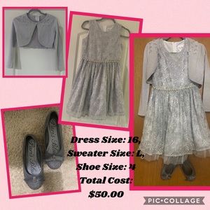 Girls Sparkling Pretty Dress w/Sweater & Shoes